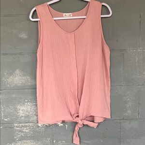 Lime + Chili Soft Pink Gauze Tie Front Tank – Size Large 💯 Cotton Comfy Boho